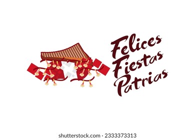 Translate: Happy Independence day (felices fiestas patrias).  July 28, Independence day of Peru vector illustration. Suitable for greeting card, poster and banner. 