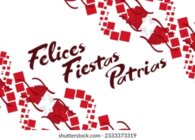 Translate: Happy Independence day (felices fiestas patrias).  July 28, Independence day of Peru vector illustration. Suitable for greeting card, poster and banner. 