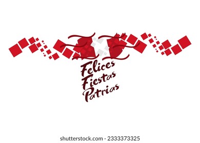 Translate: Happy Independence day (felices fiestas patrias).  July 28, Independence day of Peru vector illustration. Suitable for greeting card, poster and banner. 