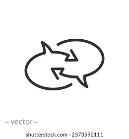 translate icon, learning chat, interpreter dialog, thin line symbol - editable stroke vector illustration