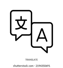 translate icon. Line Art Style Design Isolated On White Background