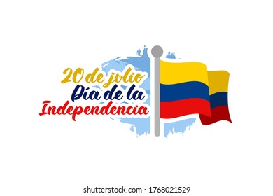 Translate: July 20, Independence day (dia de la independencia) of Colombia vector illustration. Suitable for greeting card, poster and banner. 