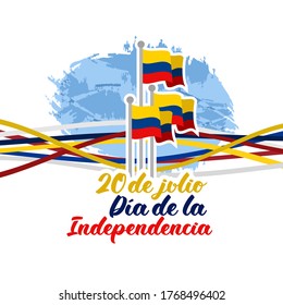 Translate: July 20, Independence day (dia de la independencia) of Colombia vector illustration. Suitable for greeting card, poster and banner. 