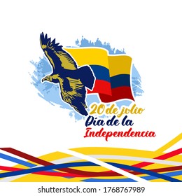 Translate: July 20, Independence day (dia de la independencia) of Colombia vector illustration. Suitable for greeting card, poster and banner. 