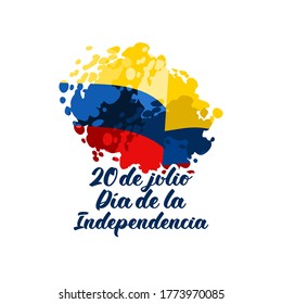 Translate: July 20, Independence day (dia de la independencia) of Colombia vector illustration. Suitable for greeting card, poster and banner. 