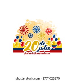 Translate: July 20, Independence day (dia de la independencia) of Colombia vector illustration. Suitable for greeting card, poster and banner. 