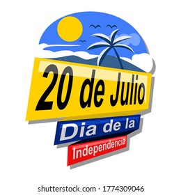 Translate: July 20, Independence day (dia de la independencia) of Colombia vector illustration. Suitable for greeting card, poster and banner. 