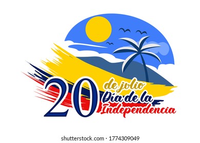 Translate: July 20, Independence day (dia de la independencia) of Colombia vector illustration. Suitable for greeting card, poster and banner. 