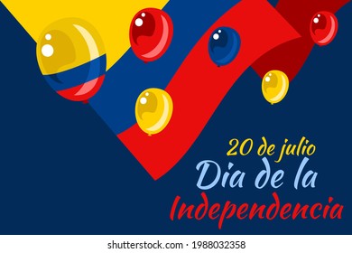 Translate: July 20, Independence day (dia de la independencia) of Colombia vector illustration. Suitable for greeting card, poster and banner. 