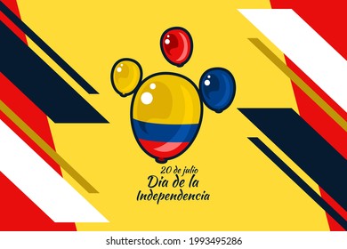 Translate: July 20, Independence day (dia de la independencia) of Colombia vector illustration. Suitable for greeting card, poster and banner. 