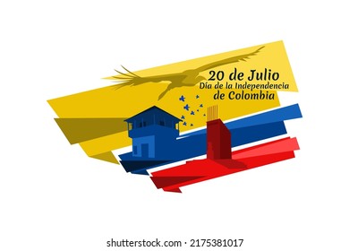 Translate: July 20, Independence day (dia de la independencia) of Colombia vector illustration. Suitable for greeting card, poster and banner. 