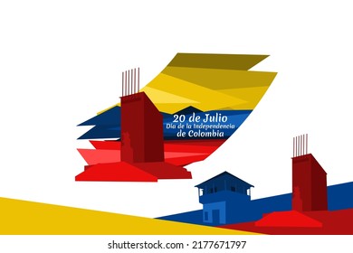 Translate: July 20, Independence day (dia de la independencia) of Colombia vector illustration. Suitable for greeting card, poster and banner. 