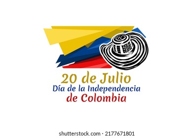 Translate: July 20, Independence day (dia de la independencia) of Colombia vector illustration. Suitable for greeting card, poster and banner. 