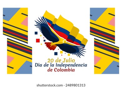 Translate: July 20, Independence day (dia de la independencia) of Colombia vector illustration. Suitable for greeting card, poster and banner. 