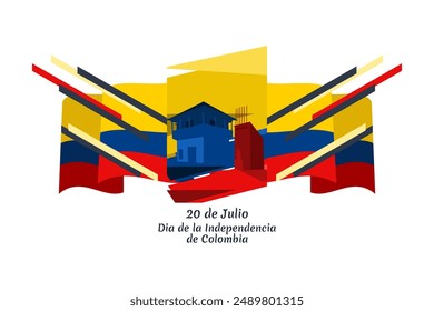 Translate: July 20, Independence day (dia de la independencia) of Colombia vector illustration. Suitable for greeting card, poster and banner. 