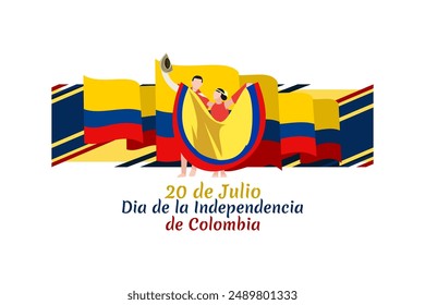 Translate: July 20, Independence day (dia de la independencia) of Colombia vector illustration. Suitable for greeting card, poster and banner. 