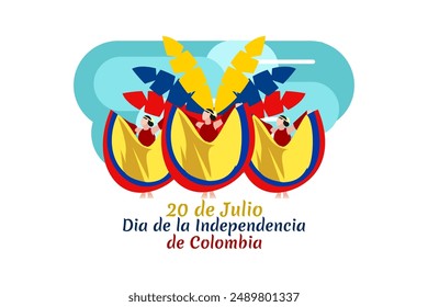 Translate: July 20, Independence day (dia de la independencia) of Colombia vector illustration. Suitable for greeting card, poster and banner. 