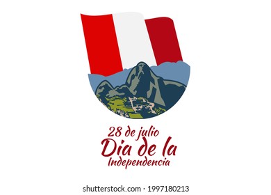 Translate: July 28, Independence day (dia de la independencia) of Peru vector illustration. Suitable for greeting card, poster and banner. 