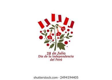 Translate: July 28, Independence day (dia de la independencia) of Peru vector illustration. Suitable for greeting card, poster and banner. 