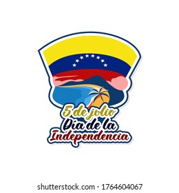 Translate: July 5, Independence day. Independence day (dia de la independencia) of Venezuela vector illustration. Suitable for greeting card, poster and banner.