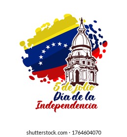 Translate: July 5, Independence day. Independence day (dia de la independencia) of Venezuela vector illustration. Suitable for greeting card, poster and banner.