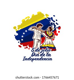 Translate: July 5, Independence day. Independence day (dia de la independencia) of Venezuela vector illustration. Suitable for greeting card, poster and banner.