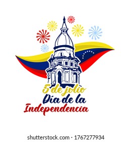 Translate: July 5, Independence day. Independence day (dia de la independencia) of Venezuela vector illustration. Suitable for greeting card, poster and banner.