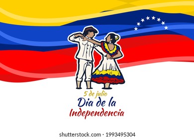 Translate: July 5, Independence day. Independence day (dia de la independencia) of Venezuela vector illustration. Suitable for greeting card, poster and banner.