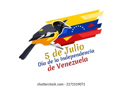 Translate: July 5, Independence day. Independence day (dia de la independencia) of Venezuela vector illustration. Suitable for greeting card, poster and banner.