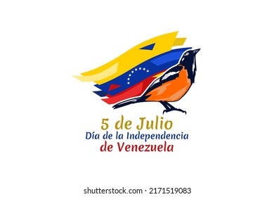 Translate: July 5, Independence day. Independence day (dia de la independencia) of Venezuela vector illustration. Suitable for greeting card, poster and banner.