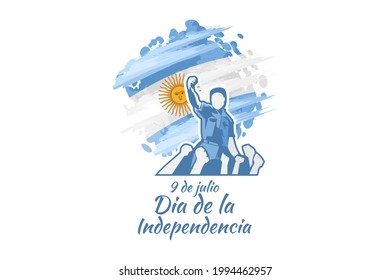Translate: July 9, Independence day of Argentina vector illustration. Suitable for greeting card, poster and banner 