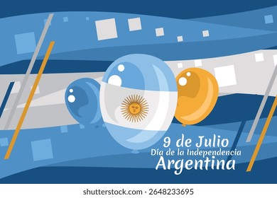 Traduzir: 9 de julho, Dia da Independência da Argentina vetor ilustração. Adequado para cartão, cartaz e banner 