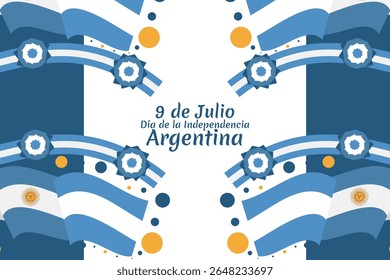 Traduzir: 9 de julho, Dia da Independência da Argentina vetor ilustração. Adequado para cartão, cartaz e banner 