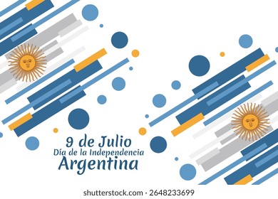 Traduzir: 9 de julho, Dia da Independência da Argentina vetor ilustração. Adequado para cartão, cartaz e banner 