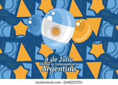 Traduzir: 9 de julho, Dia da Independência da Argentina vetor ilustração. Adequado para cartão, cartaz e banner 
