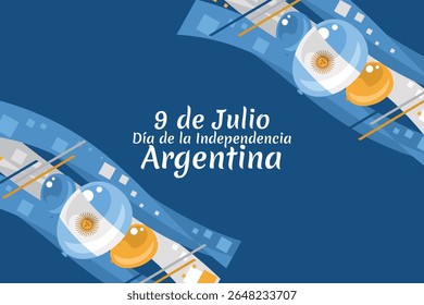 Traduzir: 9 de julho, Dia da Independência da Argentina vetor ilustração. Adequado para cartão, cartaz e banner 