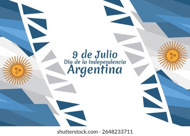 Traduzir: 9 de julho, Dia da Independência da Argentina vetor ilustração. Adequado para cartão, cartaz e banner 