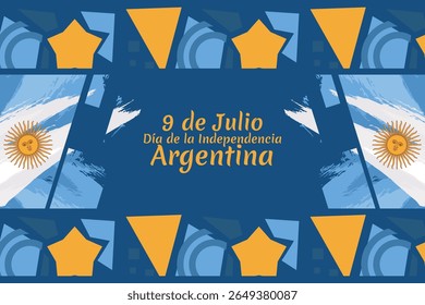 Traduzir: 9 de julho, Dia da Independência da Argentina vetor ilustração. Adequado para cartão, cartaz e banner 