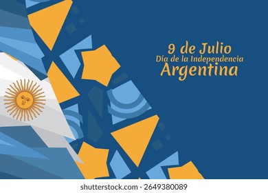 Traduzir: 9 de julho, Dia da Independência da Argentina vetor ilustração. Adequado para cartão, cartaz e banner 