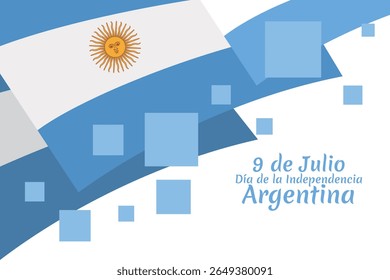 Traduzir: 9 de julho, Dia da Independência da Argentina vetor ilustração. Adequado para cartão, cartaz e banner 