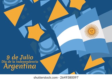 Traduzir: 9 de julho, Dia da Independência da Argentina vetor ilustração. Adequado para cartão, cartaz e banner 