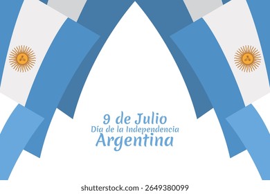Traduzir: 9 de julho, Dia da Independência da Argentina vetor ilustração. Adequado para cartão, cartaz e banner 