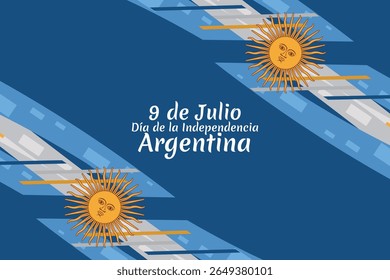 Translate: July 9, Independence day of Argentina vector illustration. Suitable for greeting card, poster and banner 