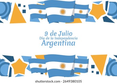 Traduzir: 9 de julho, Dia da Independência da Argentina vetor ilustração. Adequado para cartão, cartaz e banner 