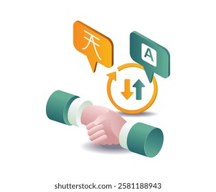 Translate language and handshake illustration