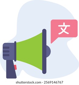 translate a live voice announcements concept, dubbing with natural-sounding AI vector icon design, International Day of Language symbol, Linguistic diversity sign, Bilingualism Polyglot