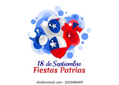 Translate: September 18, National holiday. Happy Independence day of Chile vector illustration. Suitable for greeting card, poster and banner.