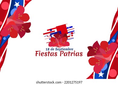 Translate: September 18, National holiday. Happy Independence day of Chile vector illustration. Suitable for greeting card, poster and banner.