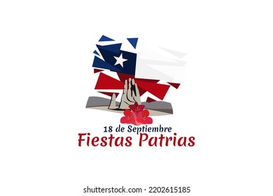 Translate: September 18, National holiday. Happy Independence day of Chile vector illustration. Suitable for greeting card, poster and banner.