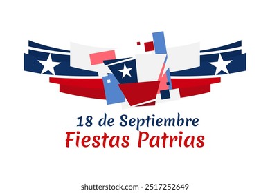 Translate: September 18, National holiday. Happy Independence day of Chile vector illustration. Suitable for greeting card, poster and banner.